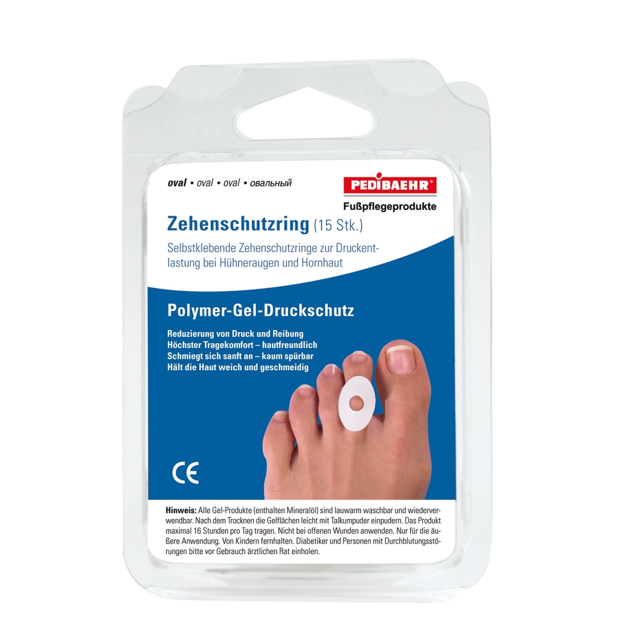 Pedibaehr Gel-Zehenschutzringe klein oval 15 Stück