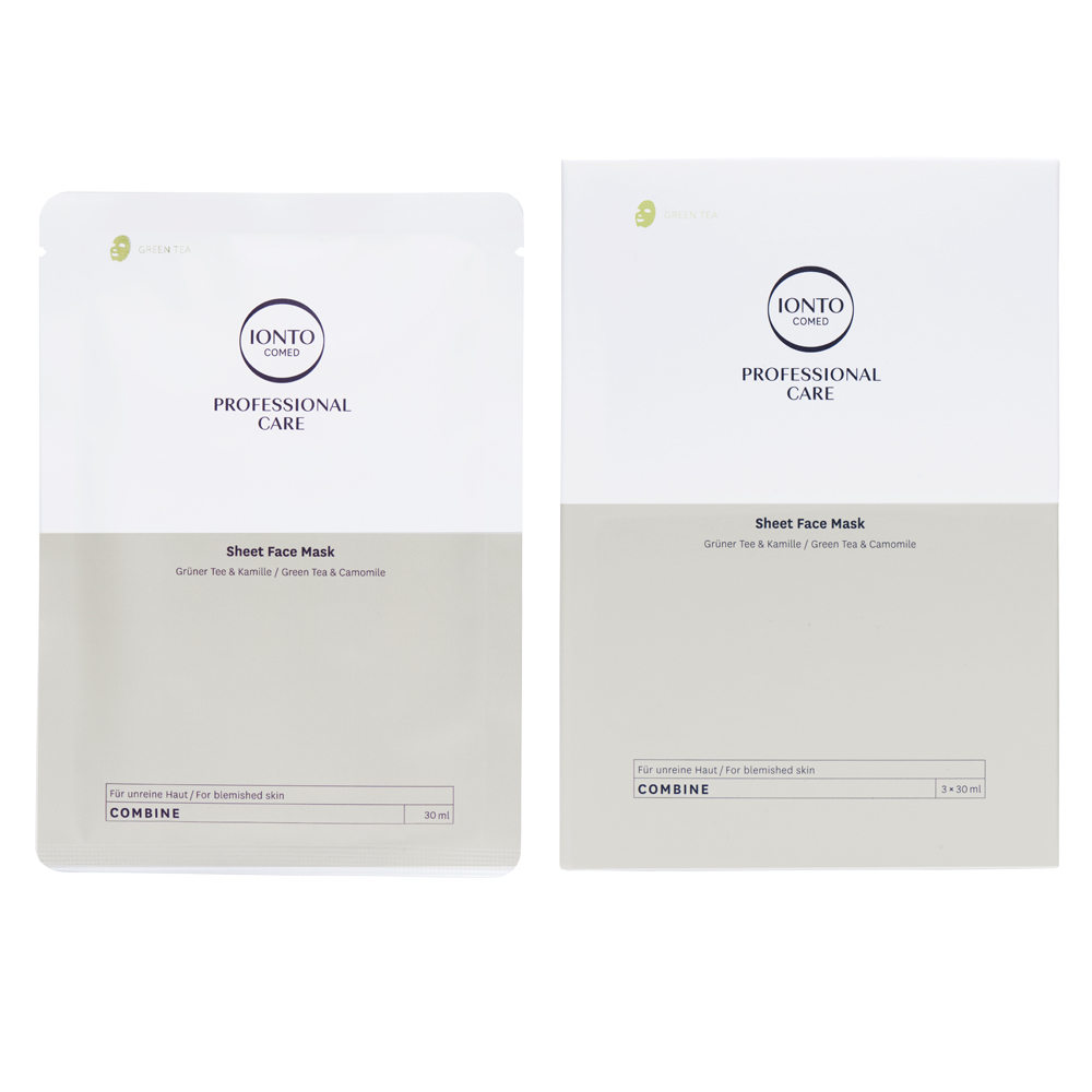 IONTO-COMED Professional Care Combine Sheet-Face-Mask Green Tea 3 Stück