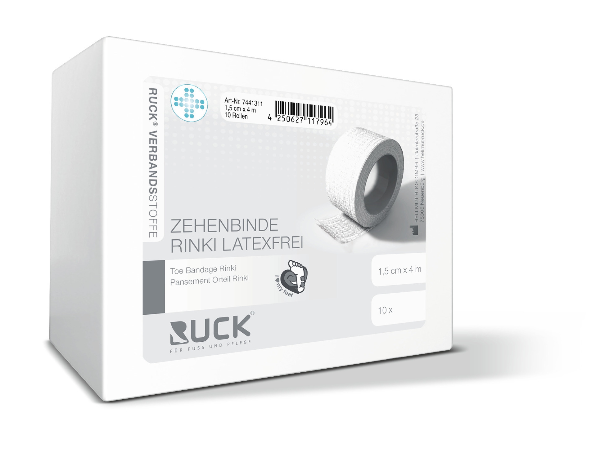 RUCK VERBANDSSTOFFE Zehenbinde Rinki 2,5 cm x 4 m | 10 Rollen