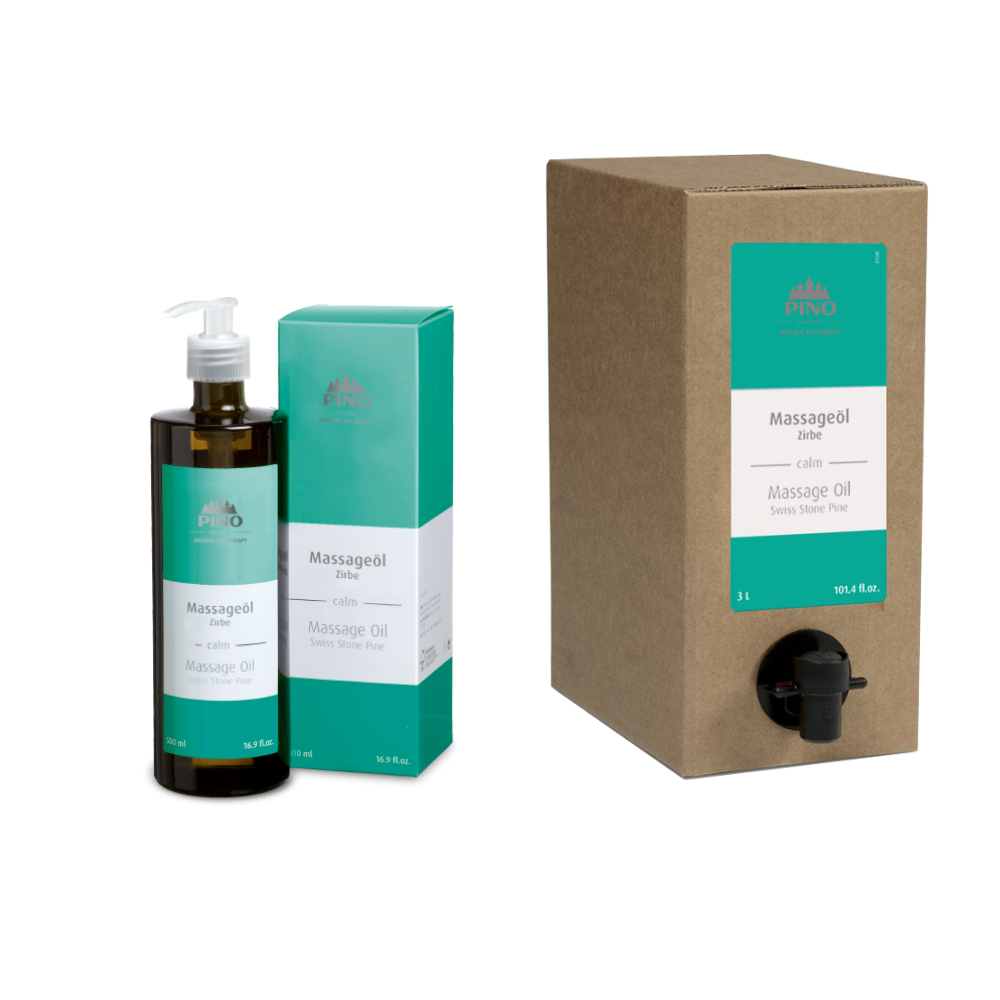 PINO naturreine Aroma Massageöle Zirbe - calm 0,5 l 