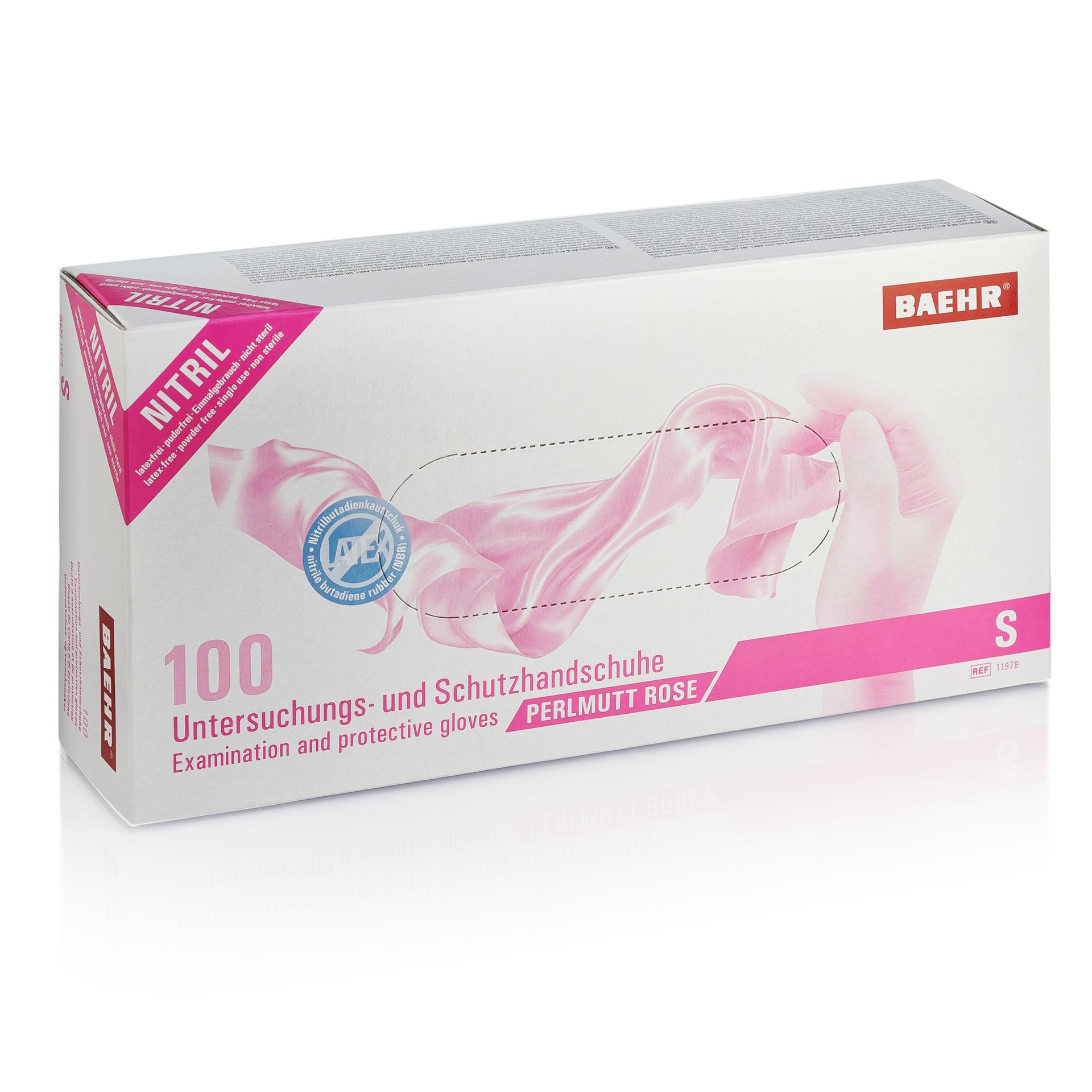 BAEHR Handschuhe Nitril Perlmutt rose Größe S 1 Pack (100 Stück)