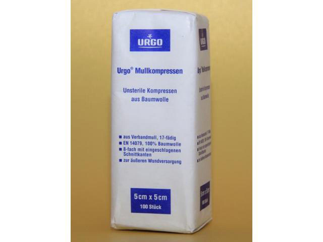 URGO Mullkompressen, unsteril, 8-fach, 5cm x 5cm 100 Stück