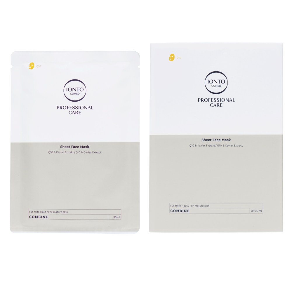 IONTO-COMED Professional Care Combine Sheet-Face-Mask Caviar Q10 3 Stück