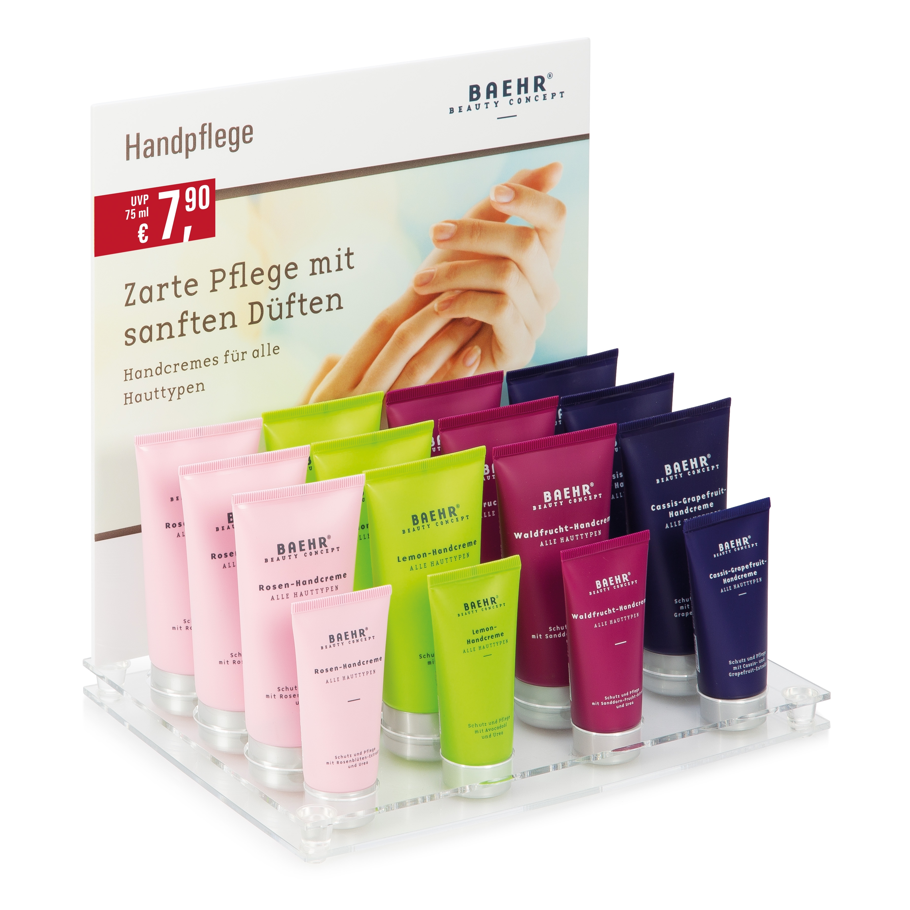 🔴 BAEHR BEAUTY CONCEPT - Handcreme-Set im Acryldisplay
