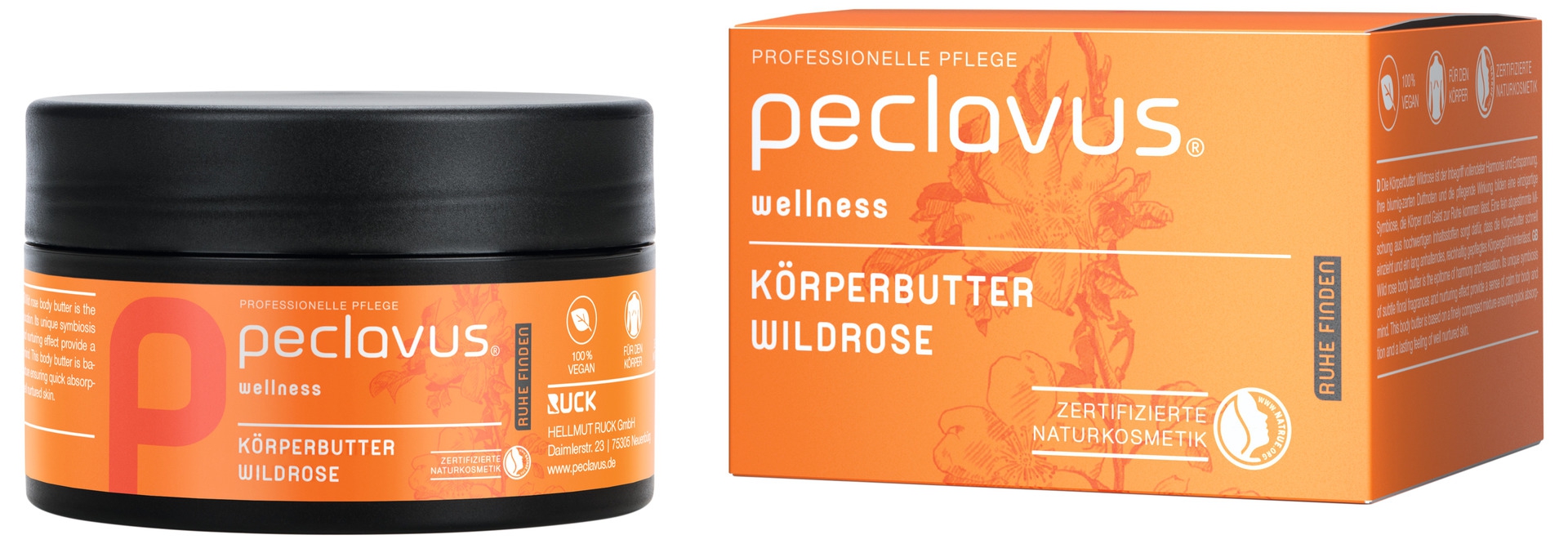 PECLAVUS Körperbutter Wildrose 250 ml | Ruhe finden