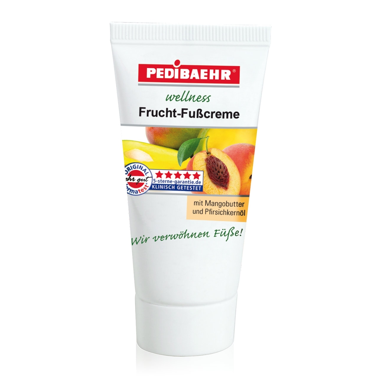 🔴 PEDIBAEHR - Wellness Frucht-Fußcreme mit Mangobutter und Pfirsichkernöl, 30 ml