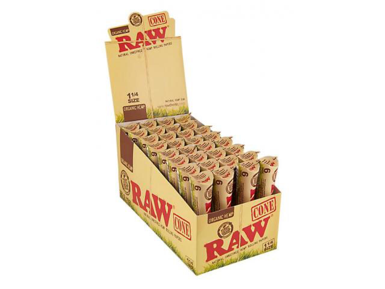 RAW Cones | Organic 1¼ | 32 x 6 Cones BOX