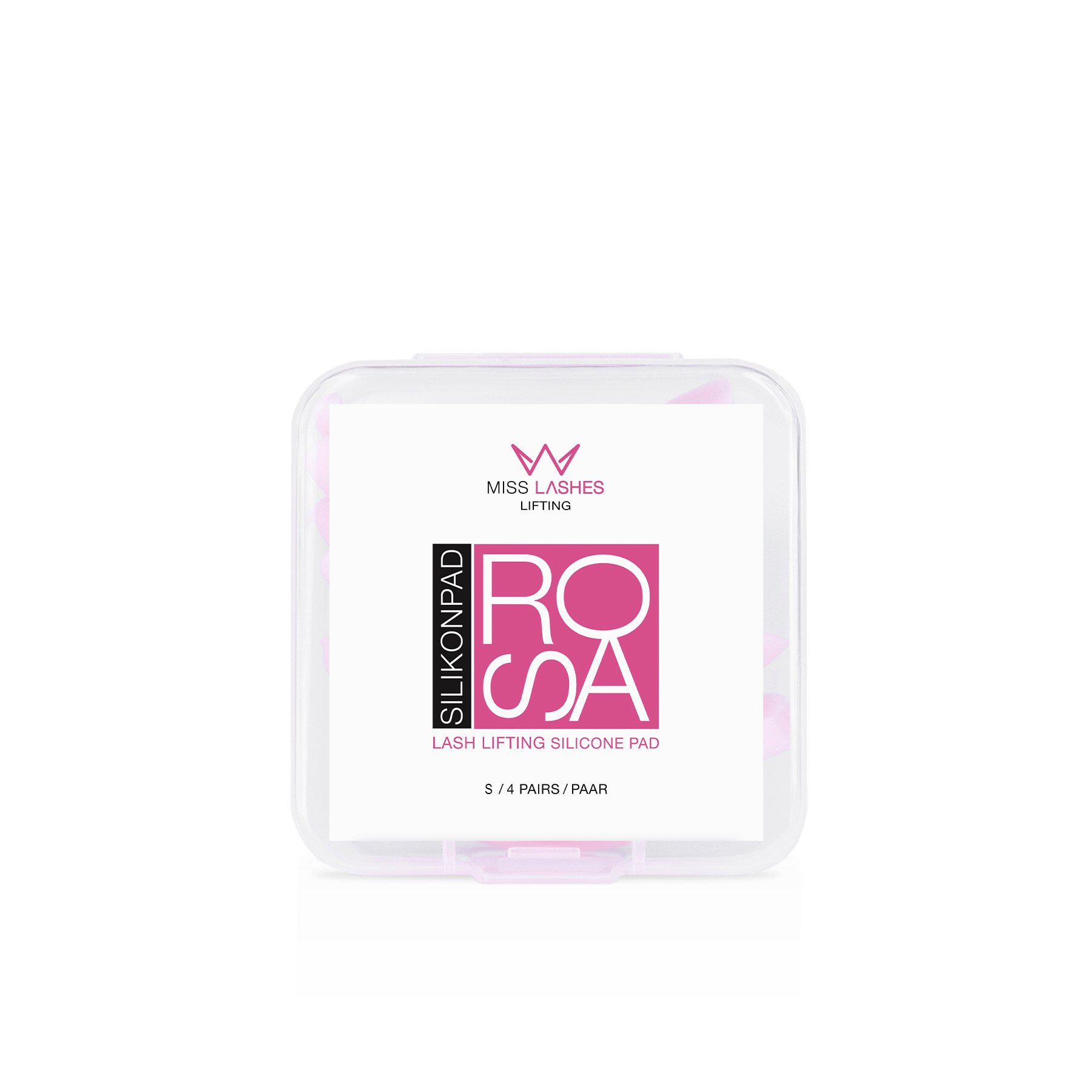 MISS LASHES Selbsthaftende Silikonpads in Rosa - L-Curl 4 Paare Gr. S