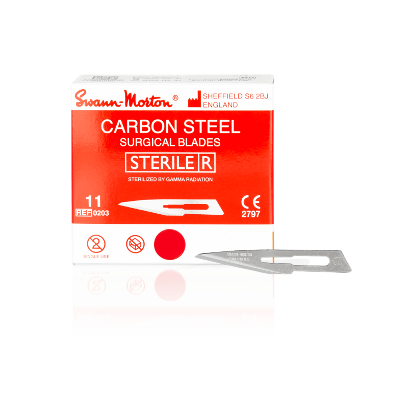 SWANN-MORTON Carbonstahl-Klingen Nr. 11 steril (100 Stück)