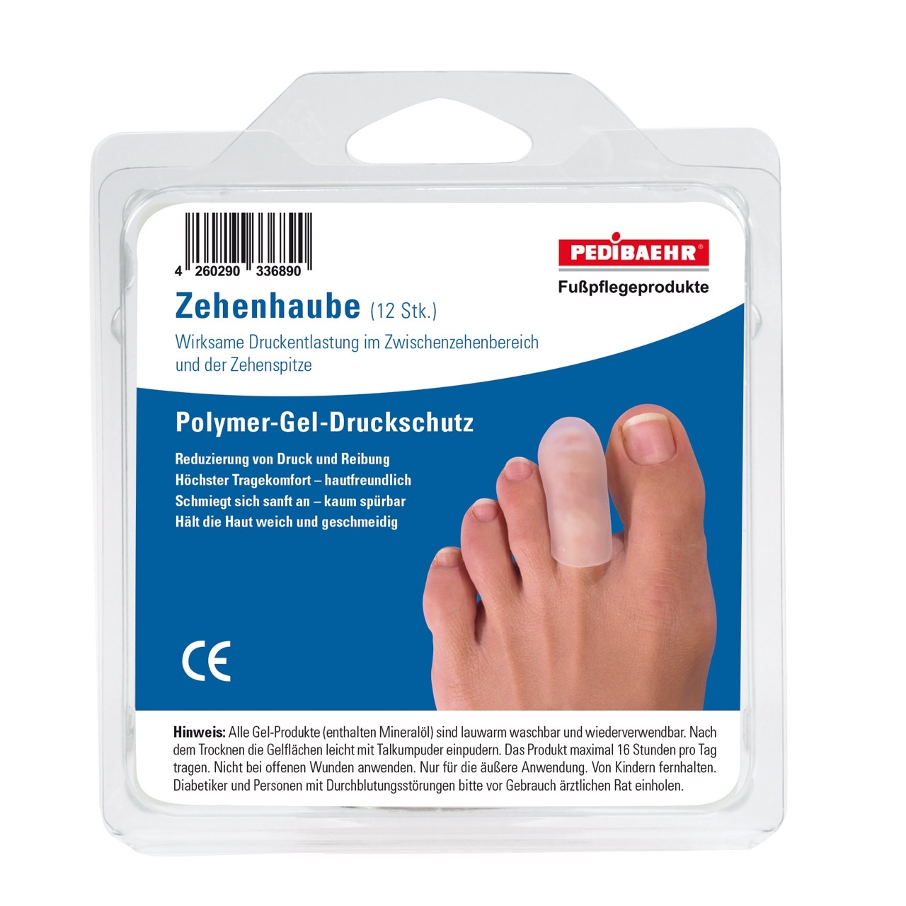 Pedibaehr Gel-Zehenhauben, mittel, 12 Stück