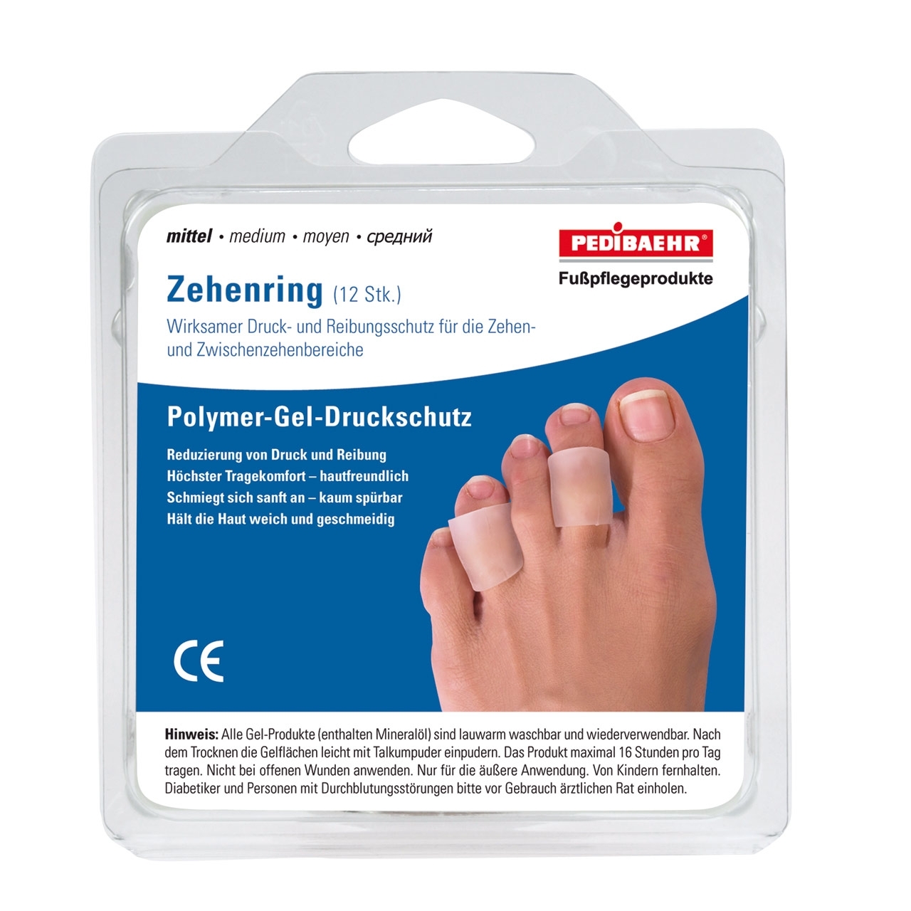 Pedibaehr Gel-Zehenringe mittel 12 Stück
