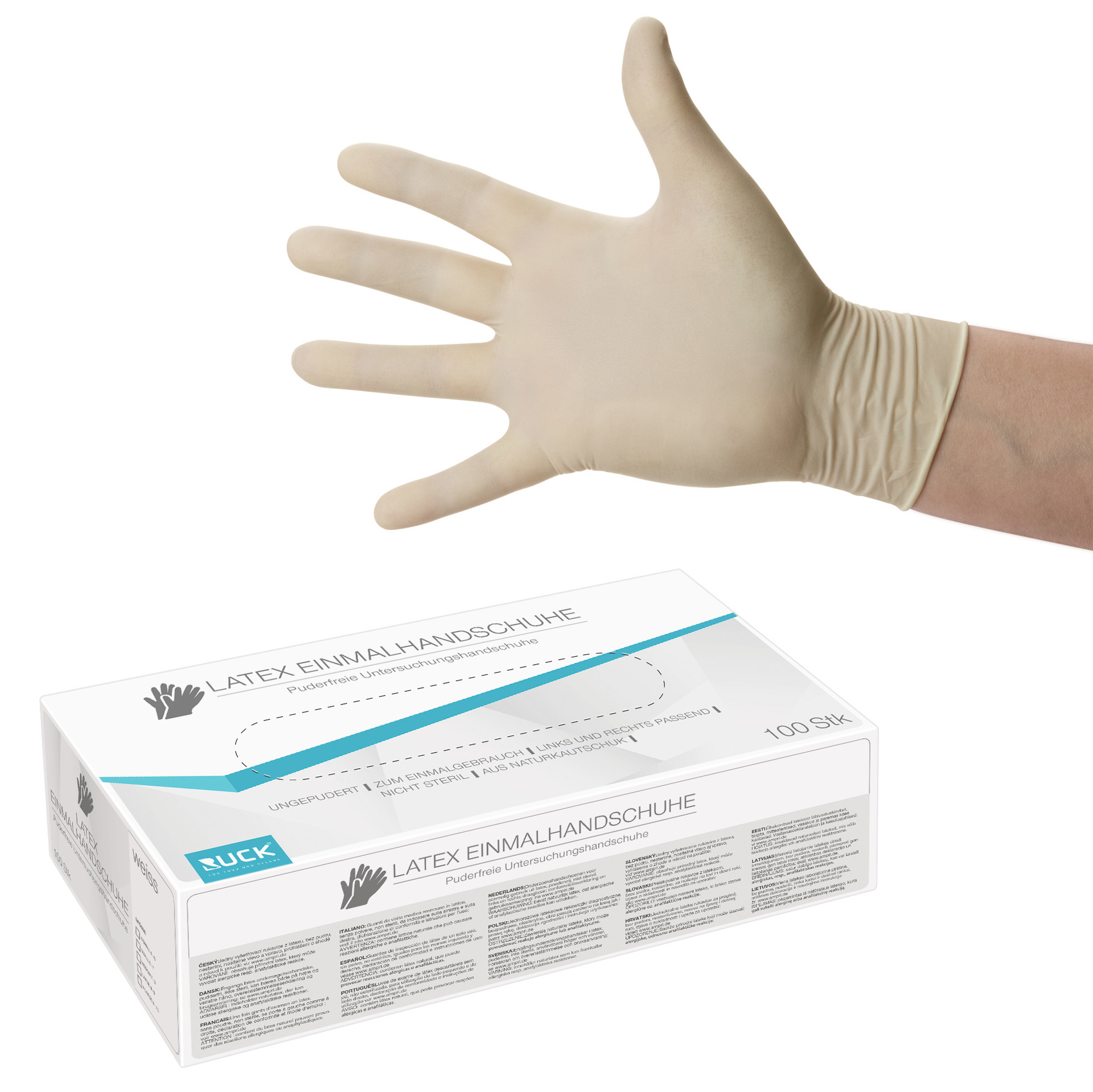 RUCK Latex-Einmalhandschuhe ungepudert | XL extra-groß 100 Stück