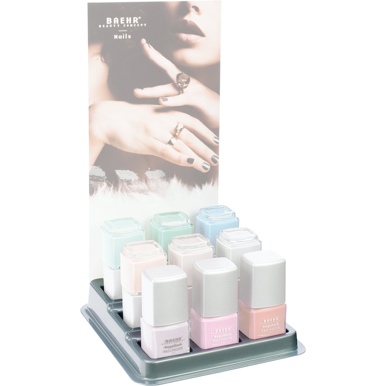 BAEHR BEAUTY CONCEPT - NAILS Display silber leer für Nagelpflegeöle 9 x 11 ml
