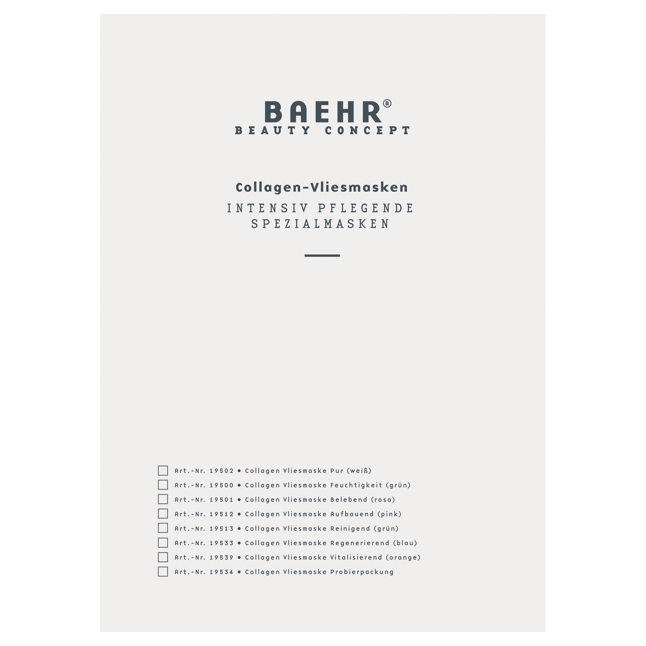 BAEHR BEAUTY CONCEPT Collagen-Vliesmasken Probierpackung 6 Sorten