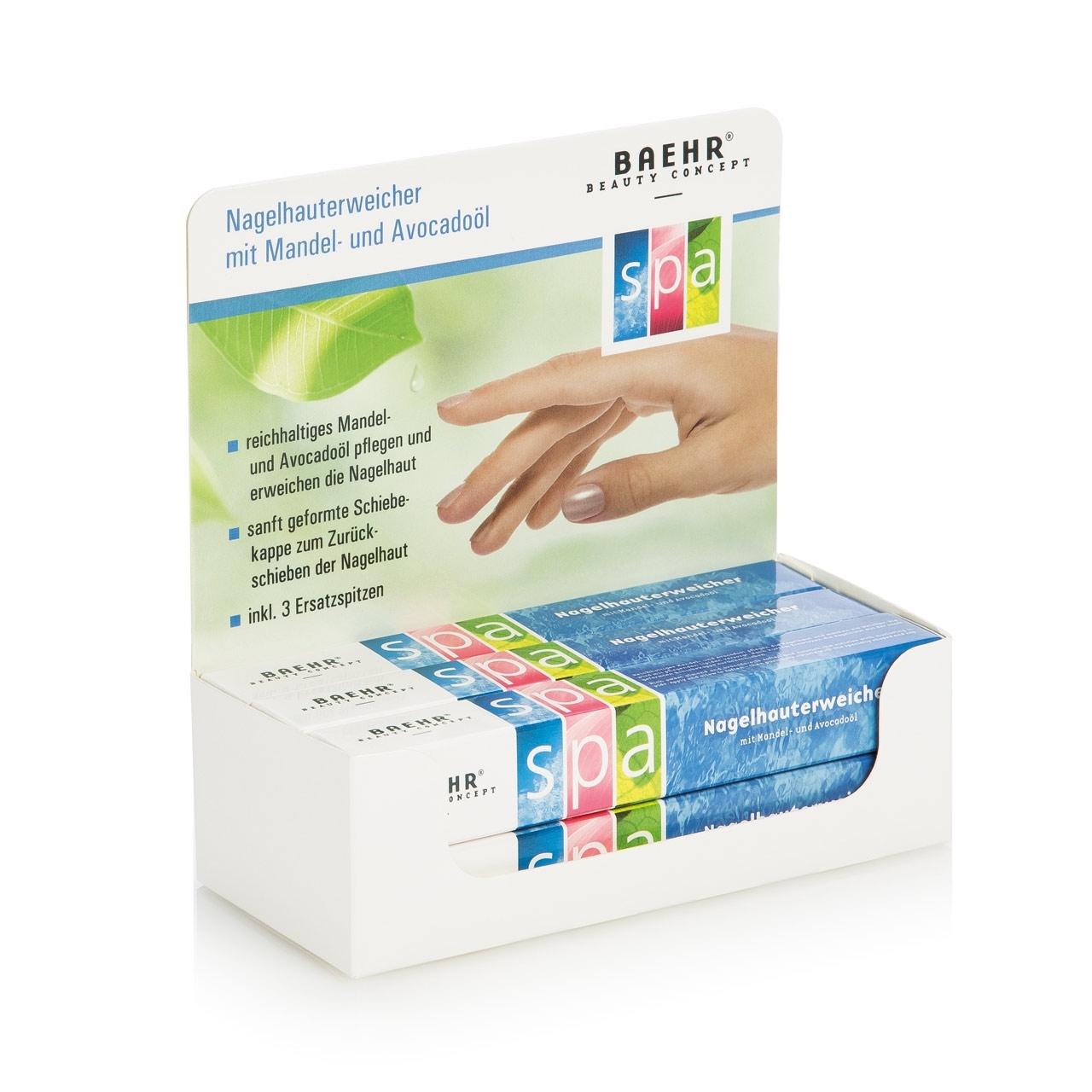 Verkaufsdisplay BAEHR BEAUTY CONCEPT - Nagelhautweicherstift 6 x 3 ml