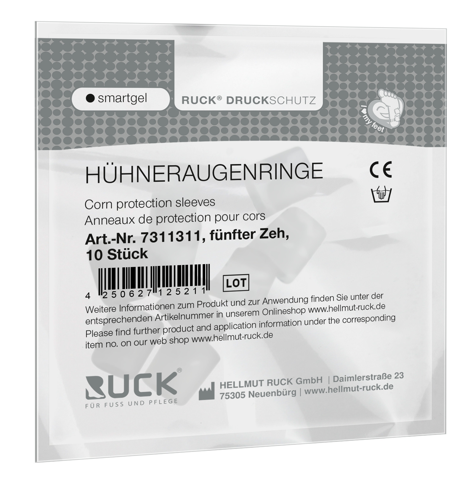RUCK DRUCKSCHUTZ smartgel Hühneraugenring | 5 Zeh 10 Stück