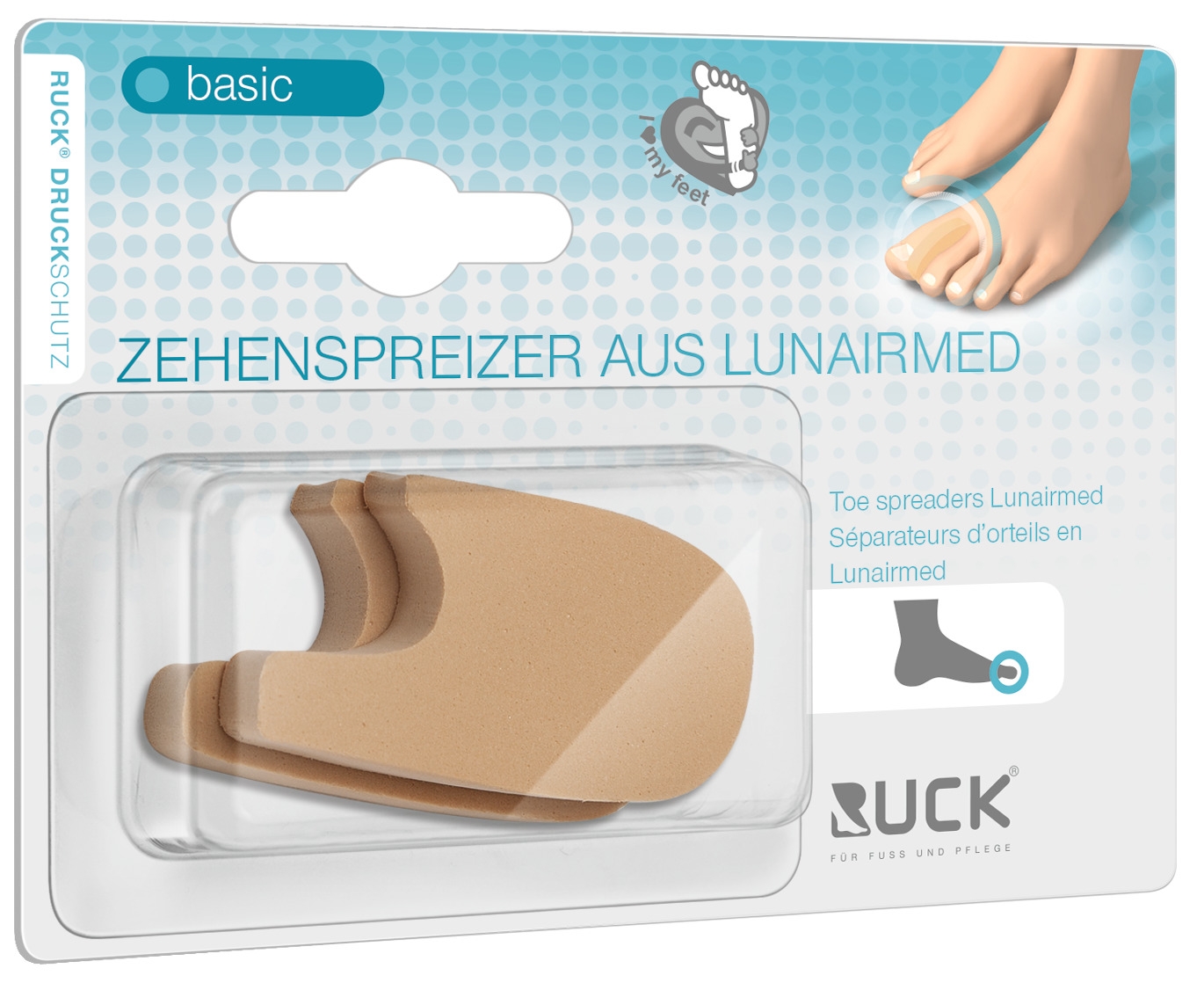 RUCK DRUCKSCHUTZ basic Zehenspreizer aus Lunairmed Größe 3 | 10 Stück