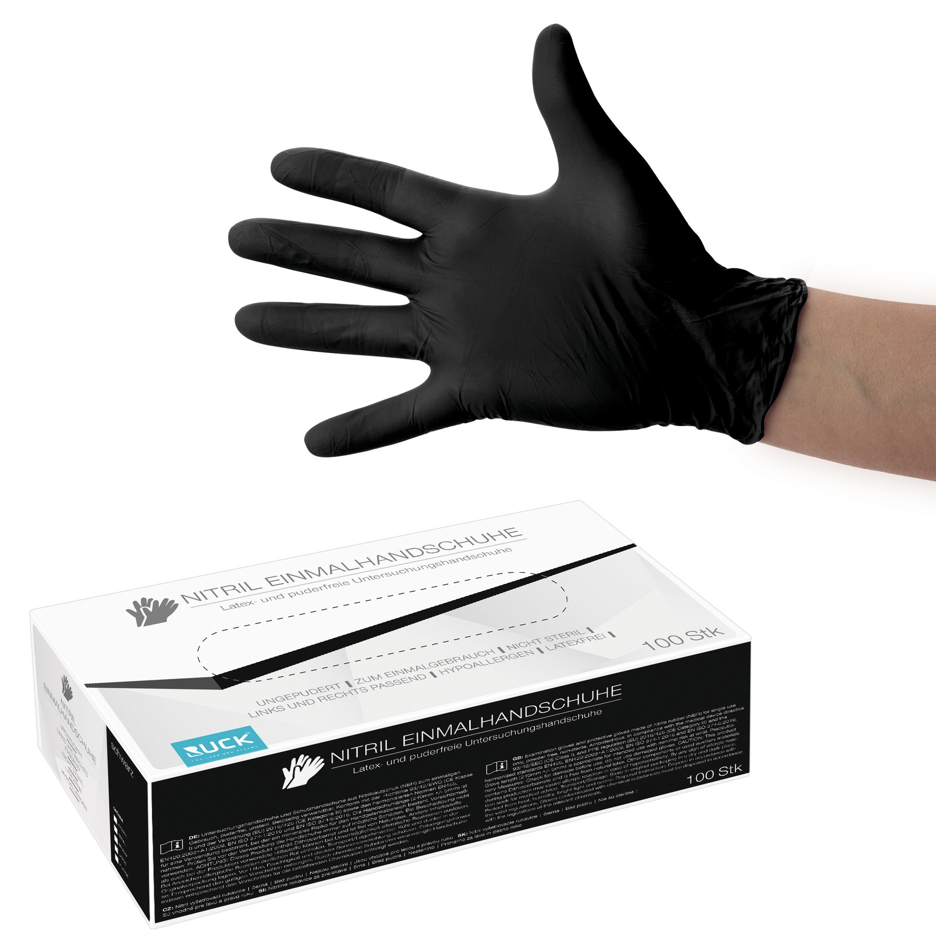 RUCK Nitril-Einmalhandschuhe schwarz | XS extra-klein 100 Stück