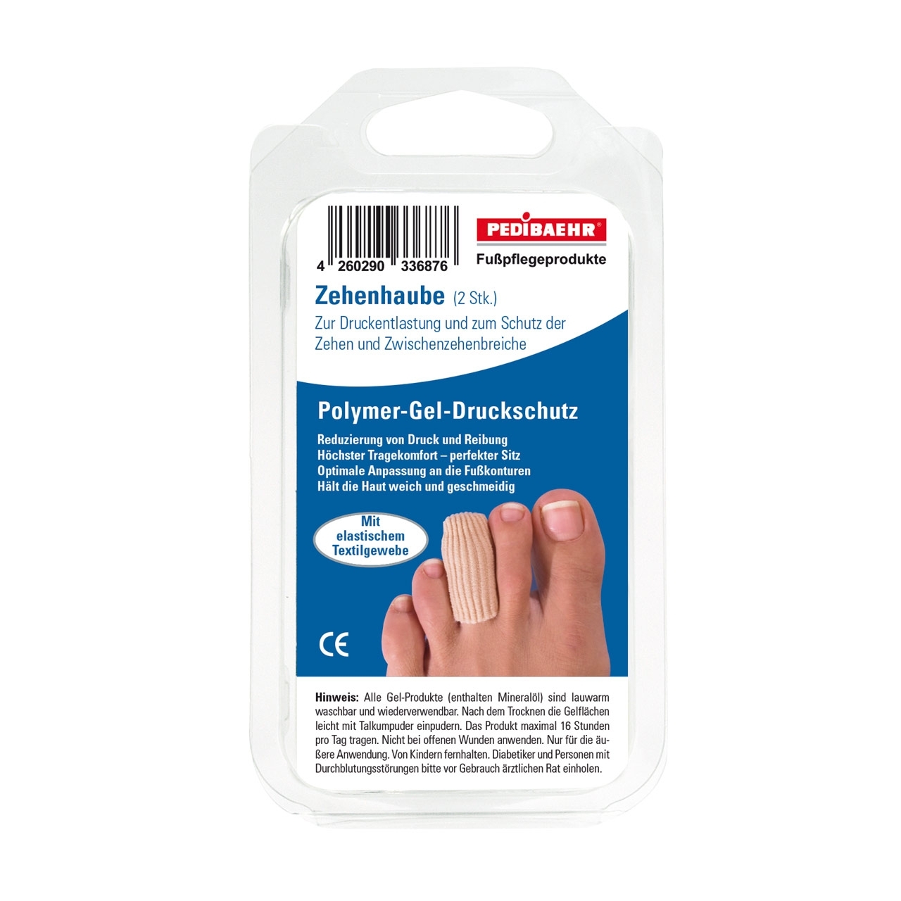 Pedibaehr Zehenhauben, Innenseite rundum mit Polymer-Gel, extra-groß, 2 Stück