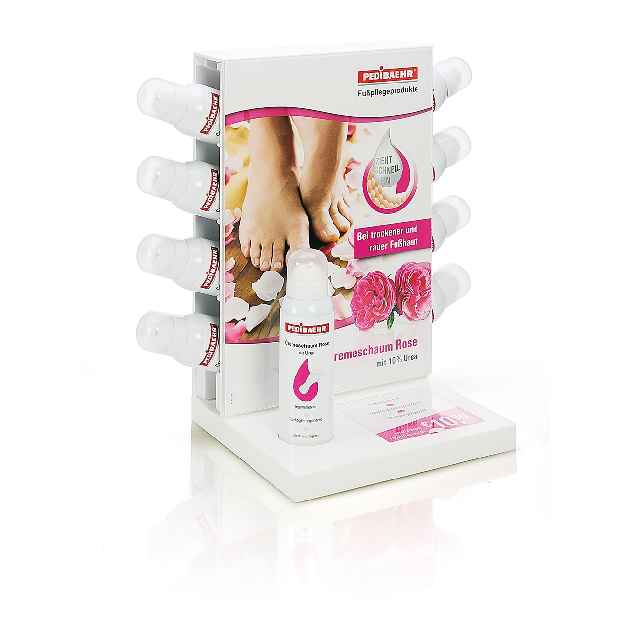 🔴 PEDIBAEHR - V-Display bestückt, Cremeschaum Rose
