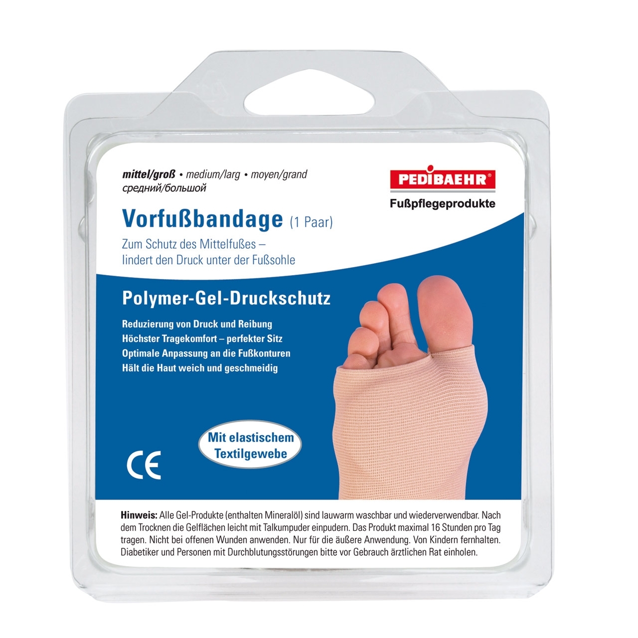 Pedibaehr Vorfussbandage mittel/gross 2 Stück
