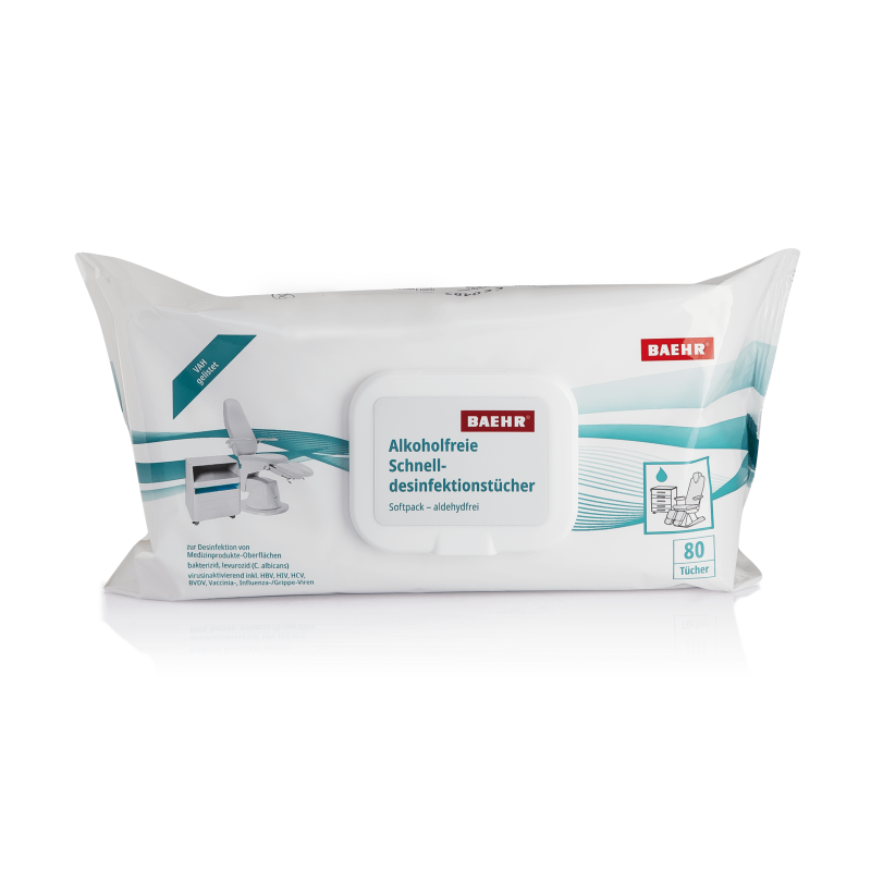 BAEHR Tücher zur Schnelldesinfektion | 80 Stück im Softpack