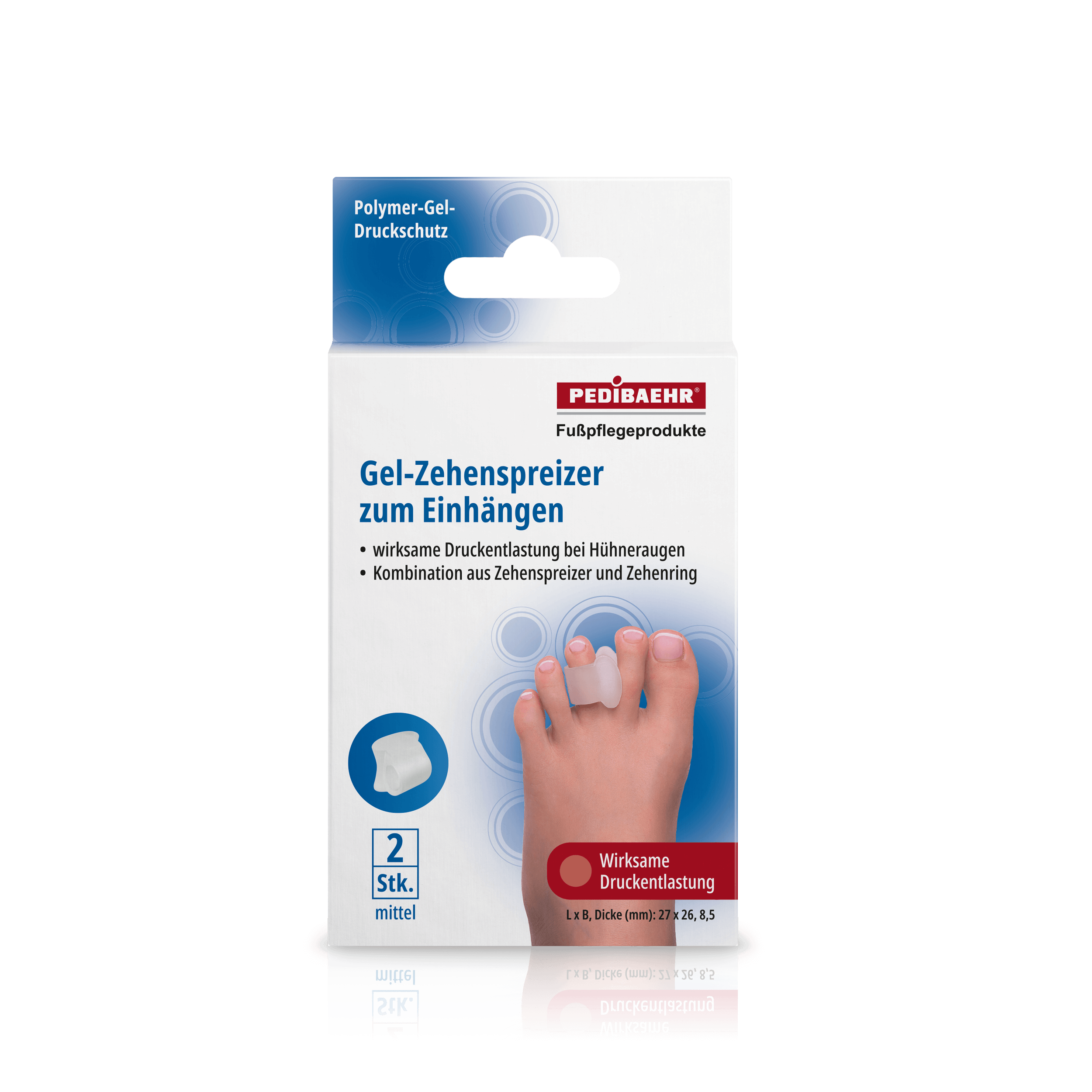 Pedibaehr Gel-Zehenspreizer zum Einhängen, mittel, 2 Stück
