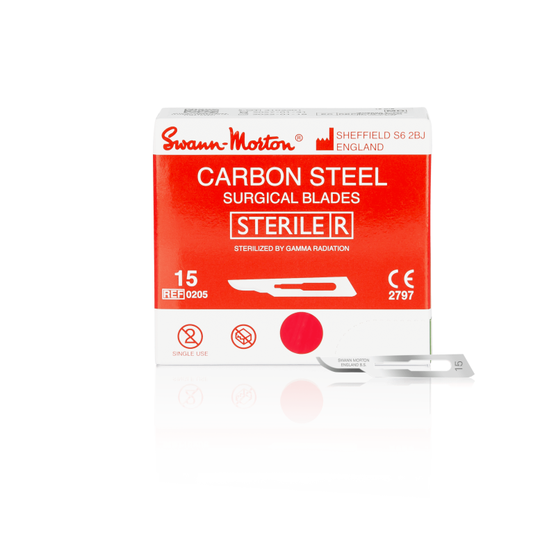SWANN-MORTON Carbonstahl-Klingen Nr. 15 steril (100 Stück)