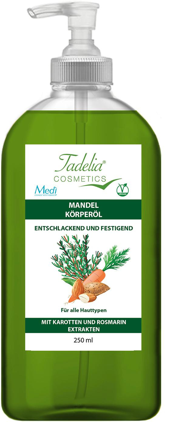 Tadelia® Mandel Körperöl mit Karotten und Rosmarin Extrakten 250 ml | Vegan