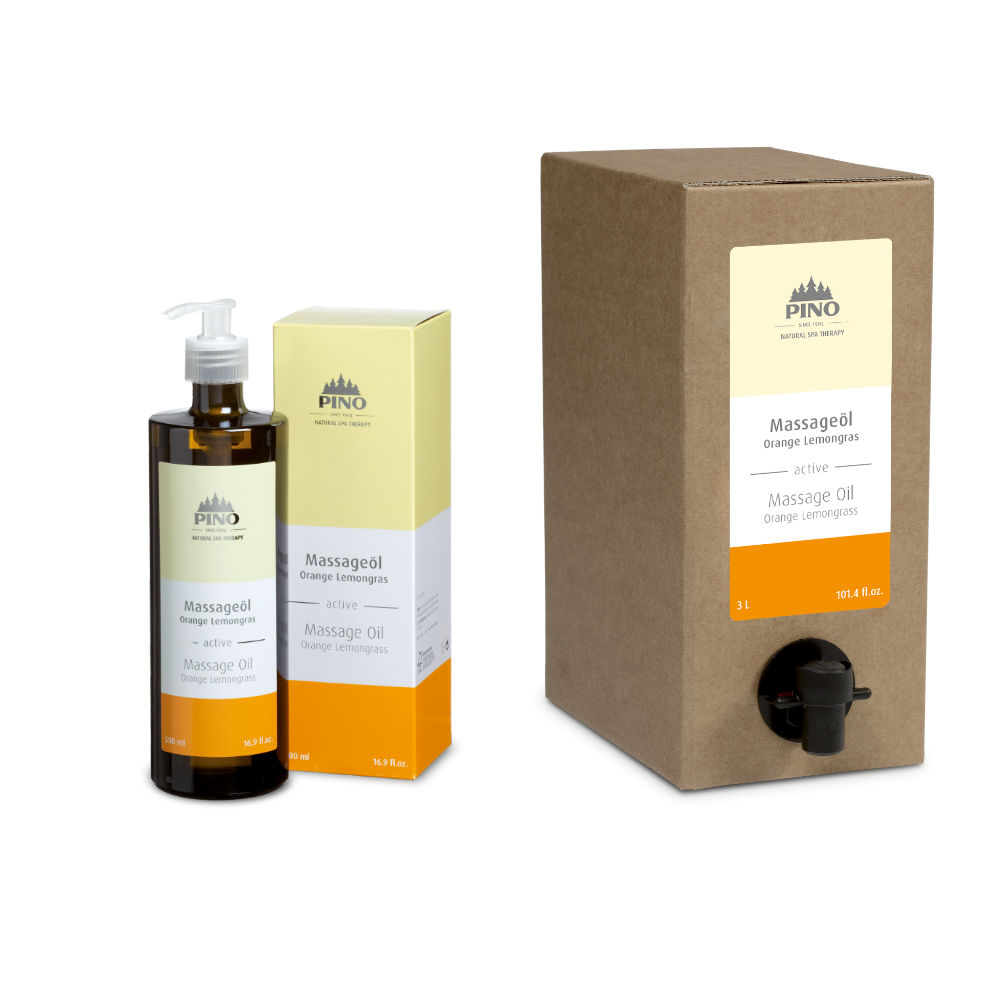 PINO naturreine Aroma Massageöle Orange Lemongras - active 0,5 l