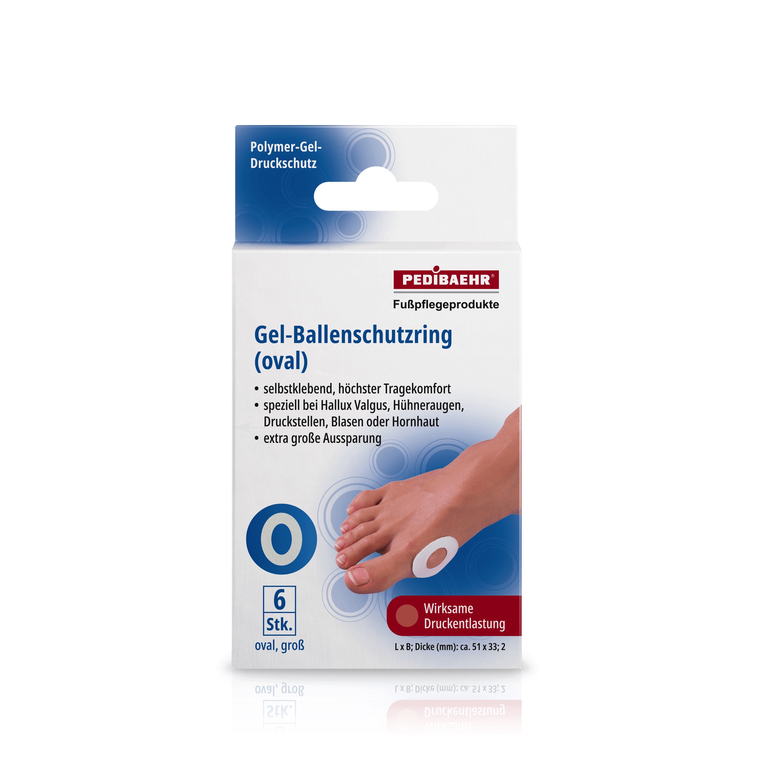 Pedibaehr Gel-Ballenschutzringe groß oval 6 Stück