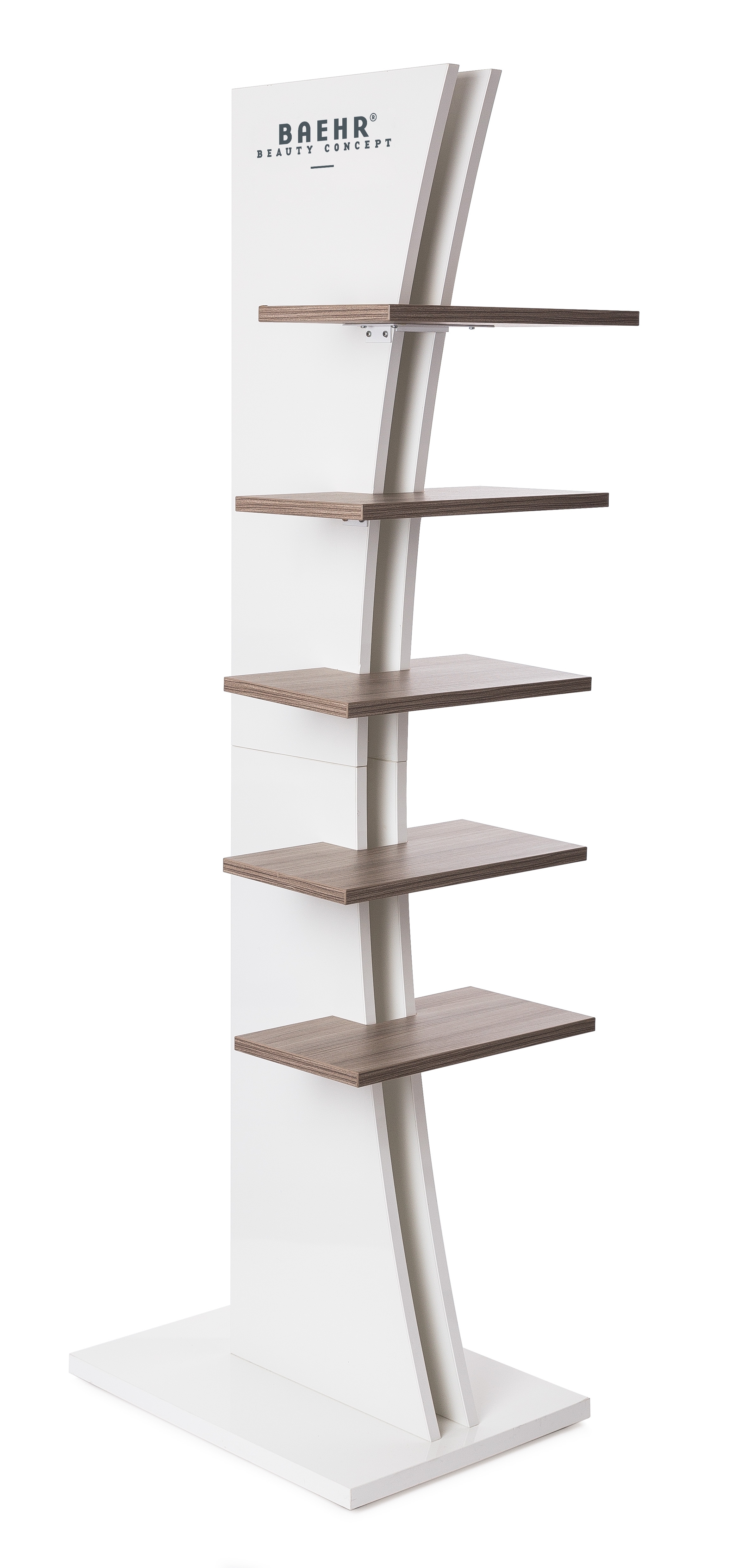 BAEHR BEAUTY CONCEPT - Bodendisplay mit Holzdekor-Regalböden