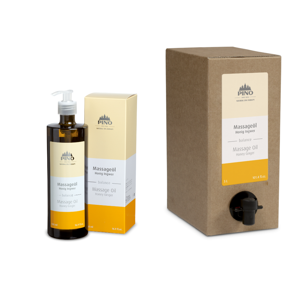 PINO naturreine Aroma Massageöle Honig Ingwer - balance 0,5 l