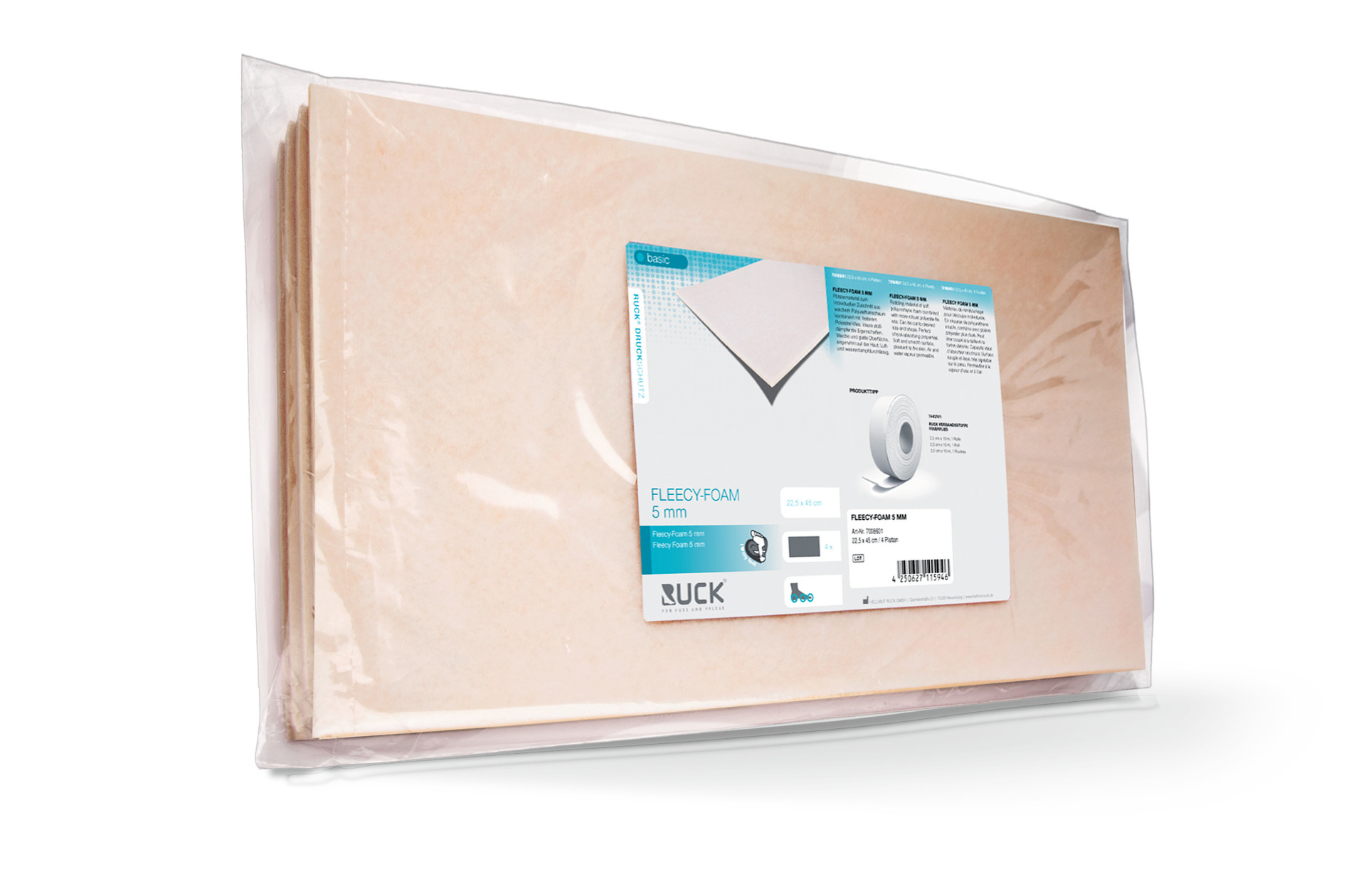 RUCK DRUCKSCHUTZ basic Fleecy-Foam 5 mm 22,5 x 45 cm, 1 Platten