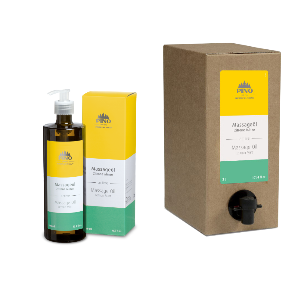 PINO naturreine Aroma Massageöle Zitrone Minze - active 0,5 l