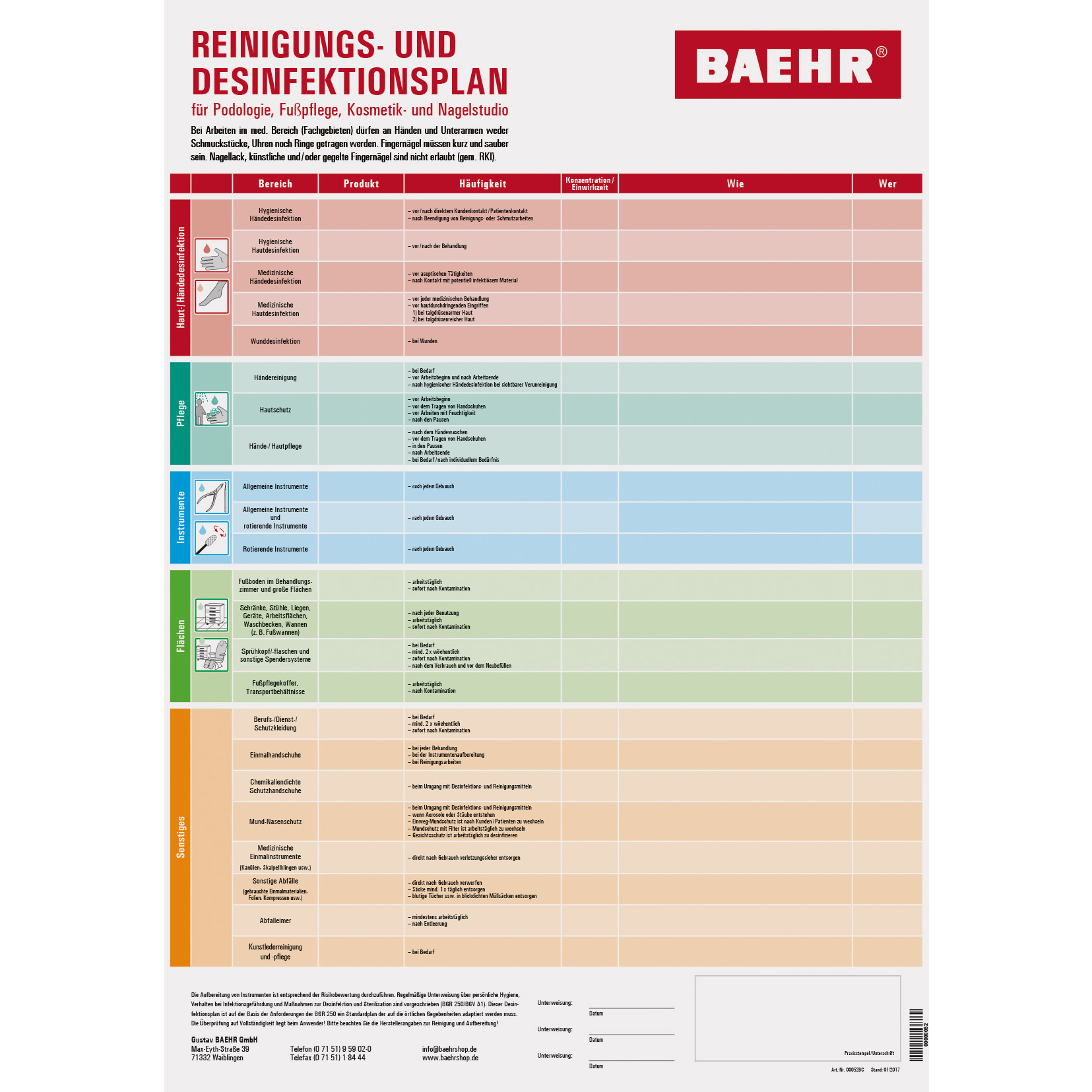BAEHR Reinigungs- und Desinfektionsplan A3