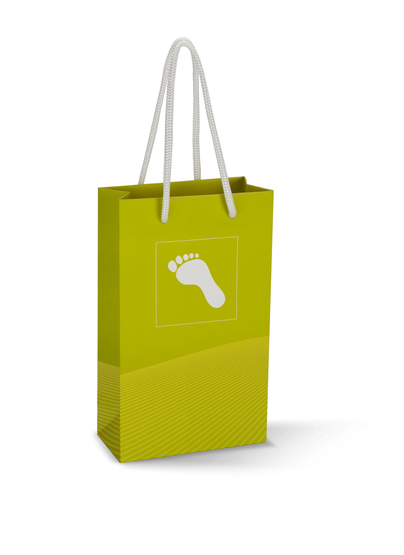 Geschenktasche in grün mit Fuß