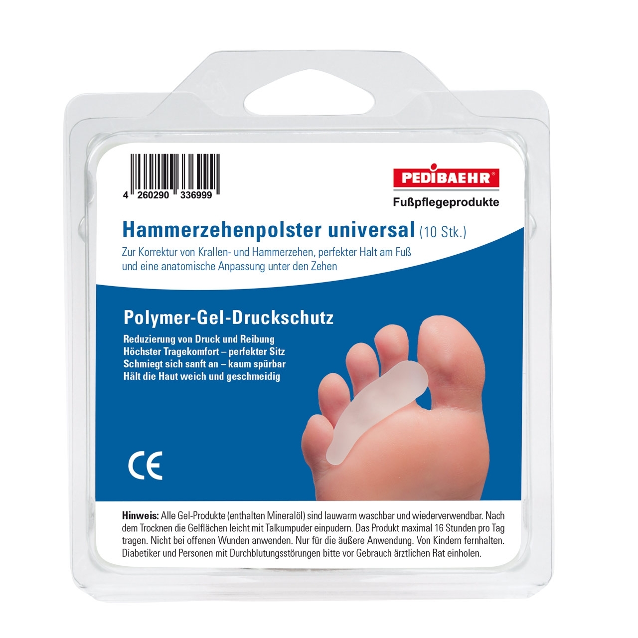 Pedibaehr Gel-Hammerzehenpolster, mittel, universal, 10 Stück