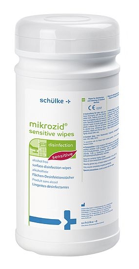 Schülke Mikrozid sensitive wipes Jumbo Flächendesinfektionstücher, Spenderdose mit 200 Stück
