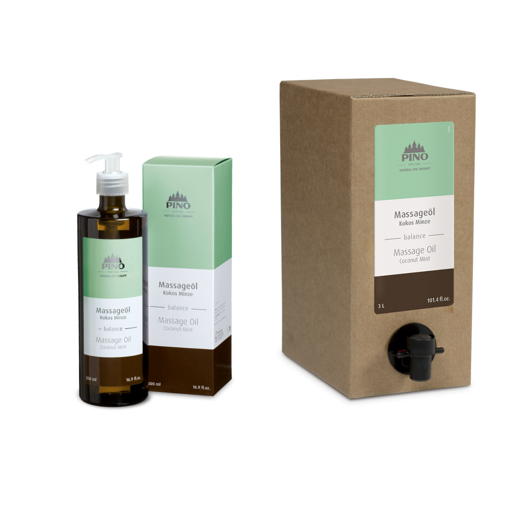 PINO naturreine Aroma Massageöle Kokos Minze - balance 0,5 l