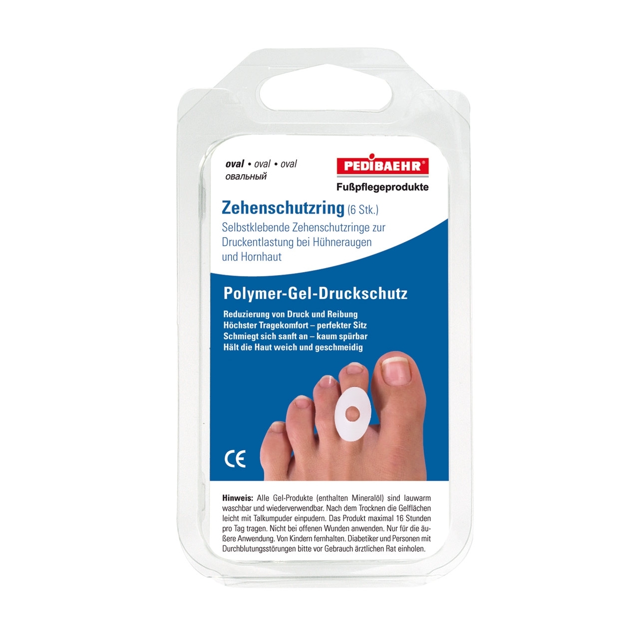 PEDIBAEHR Gel-Zehenschutzringe klein oval 6 Stück