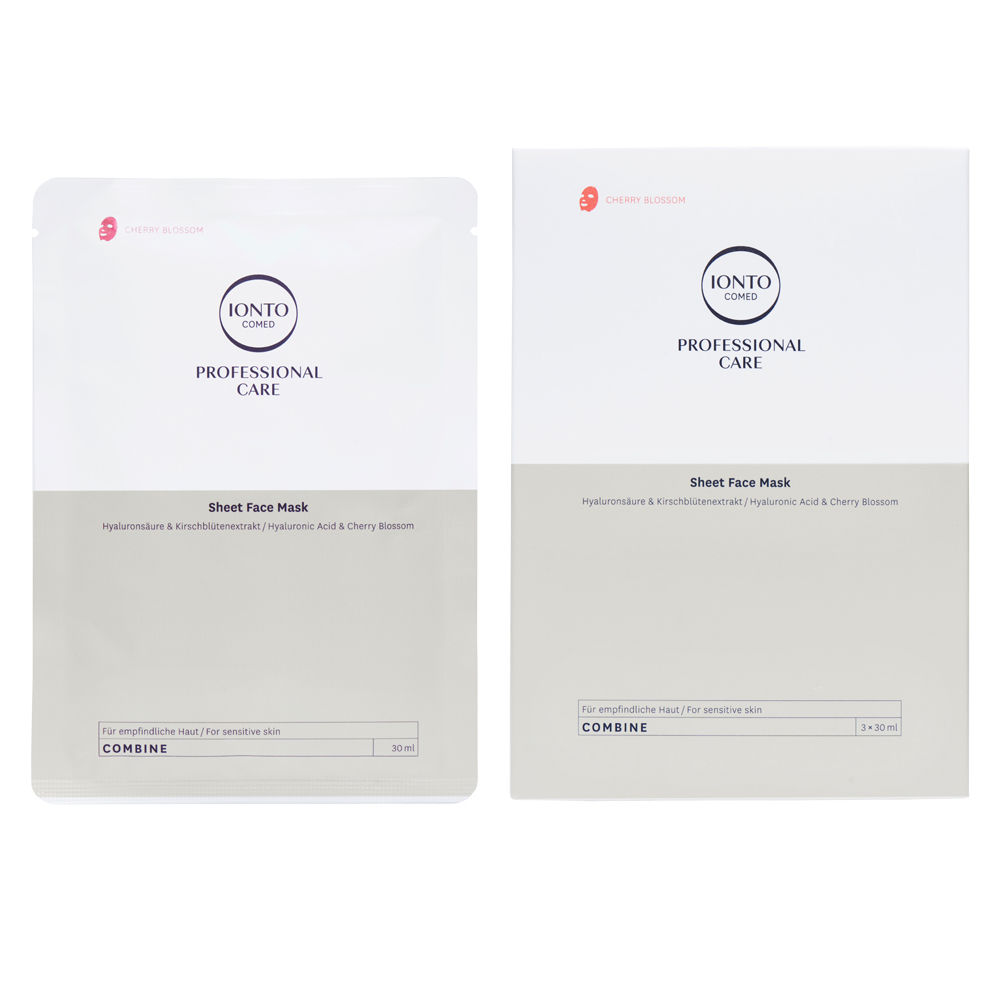IONTO-COMED Professional Care Combine Sheet-Face-Mask Cherry Blossom 3 Stück