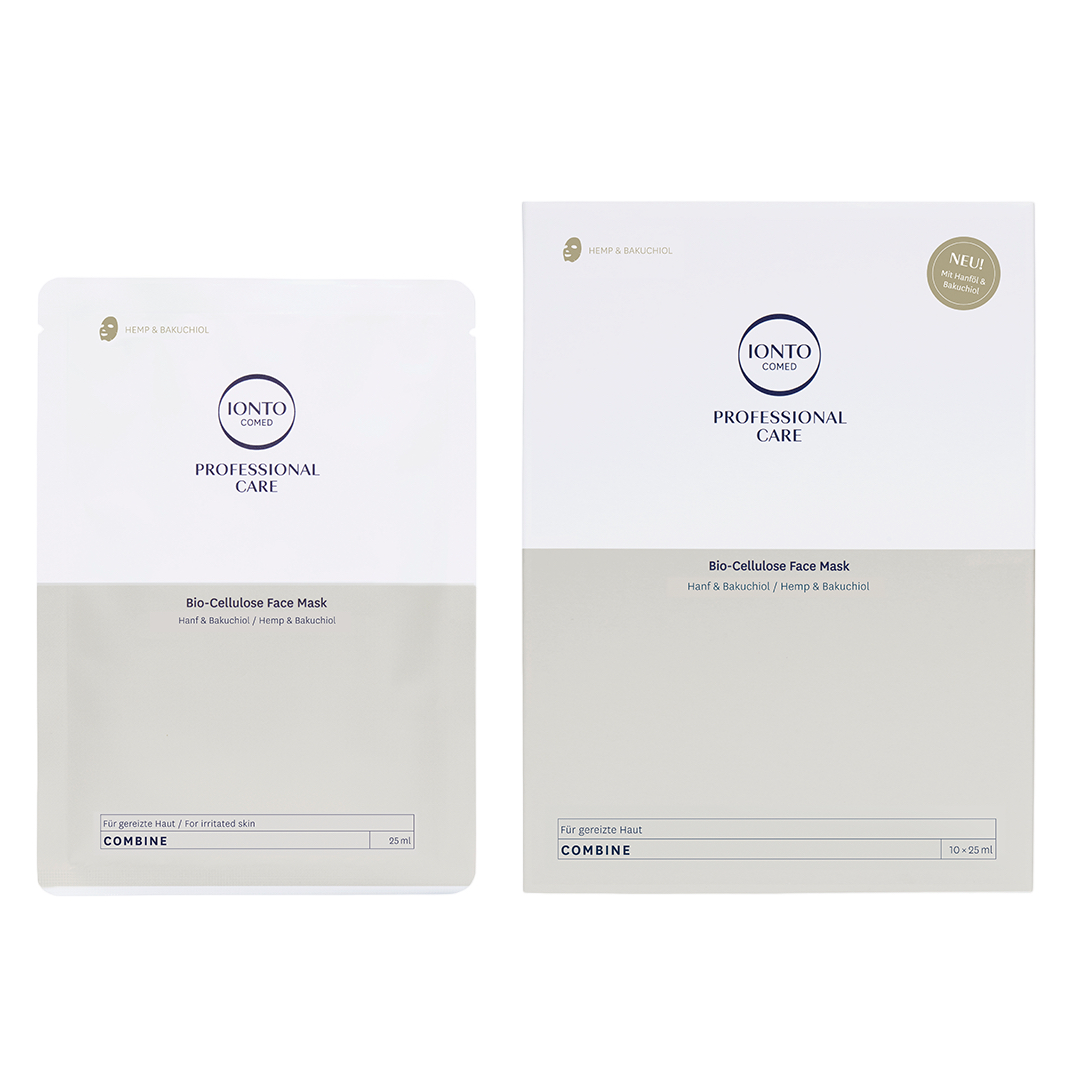 🔴 IONTO-COMED Professional Care Combine Bio-Cellulose-Mask Hanf & Bakuchiol 10 Stück