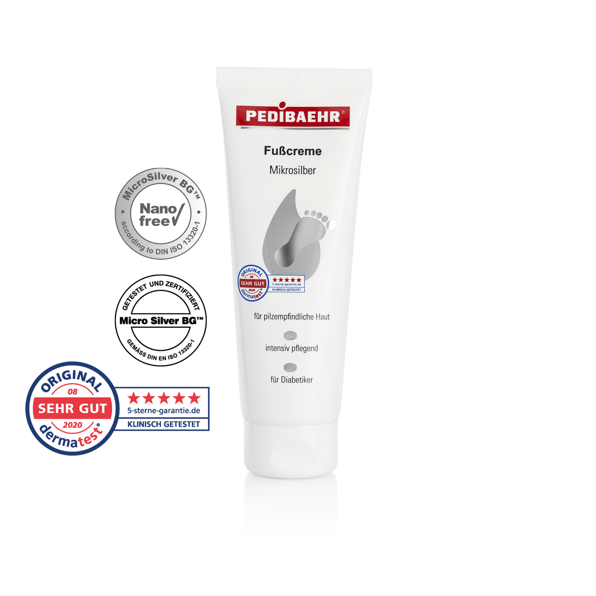PEDIBAEHR Fusscreme Mikrosilber für pilzempfindliche Haut | 125 ml