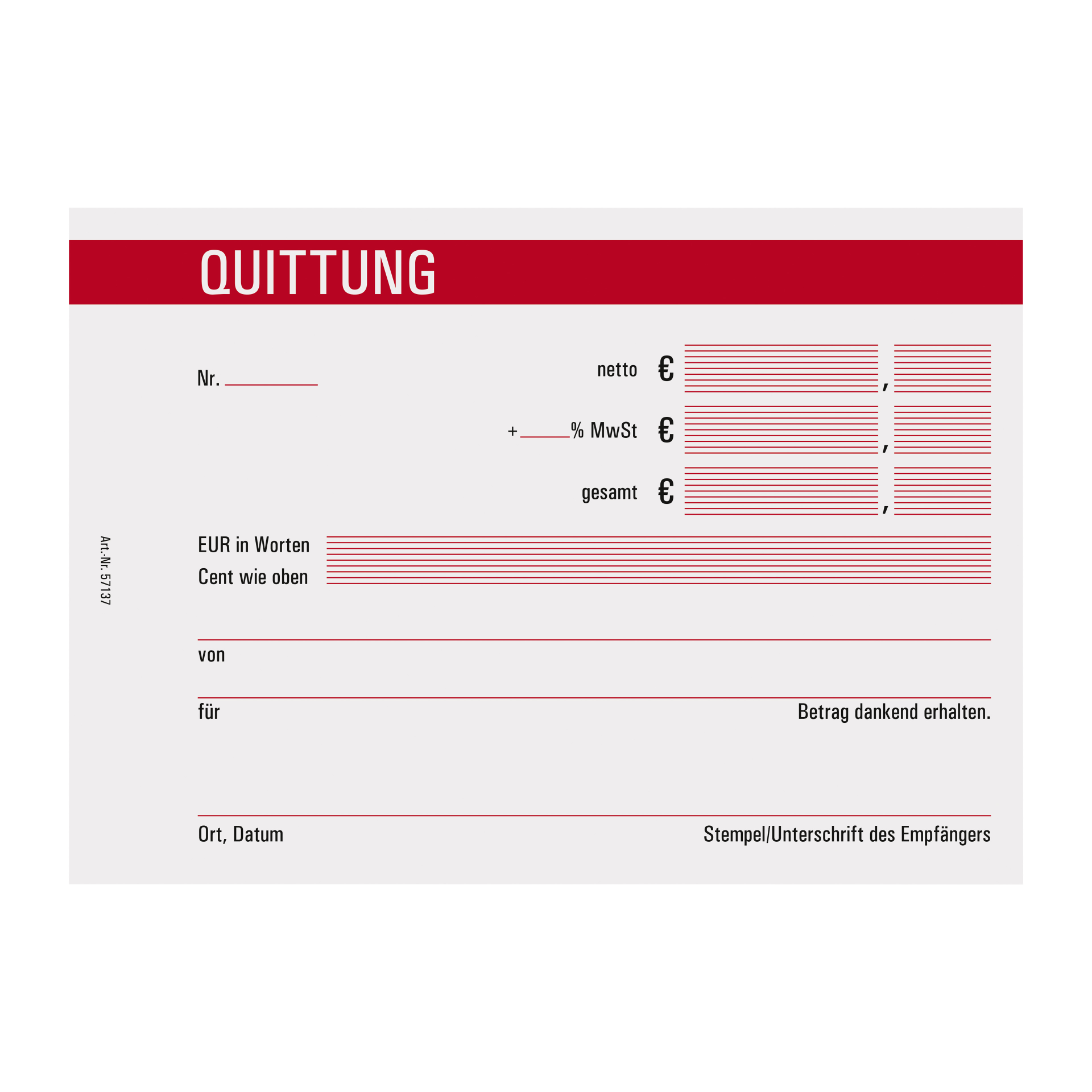 BAEHR Quittungsblock DIN A6 Block 25 Blatt